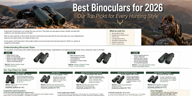 Best Binoculars for Hunting in 2026: Choosing the Right Glass for How You Hunt hunting gear article